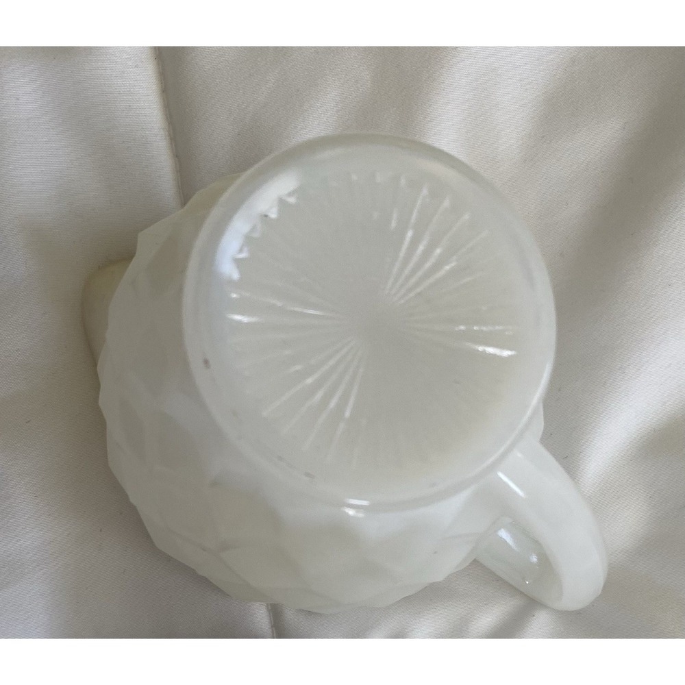Jeannette Cubist Milk Glass Creamer White 2.75" High Vintage - Picture 2 of 5